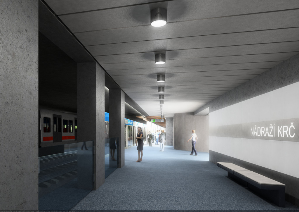 Návrh podoby stanice trasy D Nádraží Krč – Vizualizace Metroprojekt