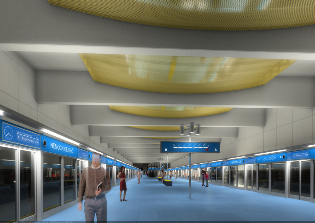 Návrh podoby stanice trasy D Nemocnice Krč – Vizualizace Metroprojekt