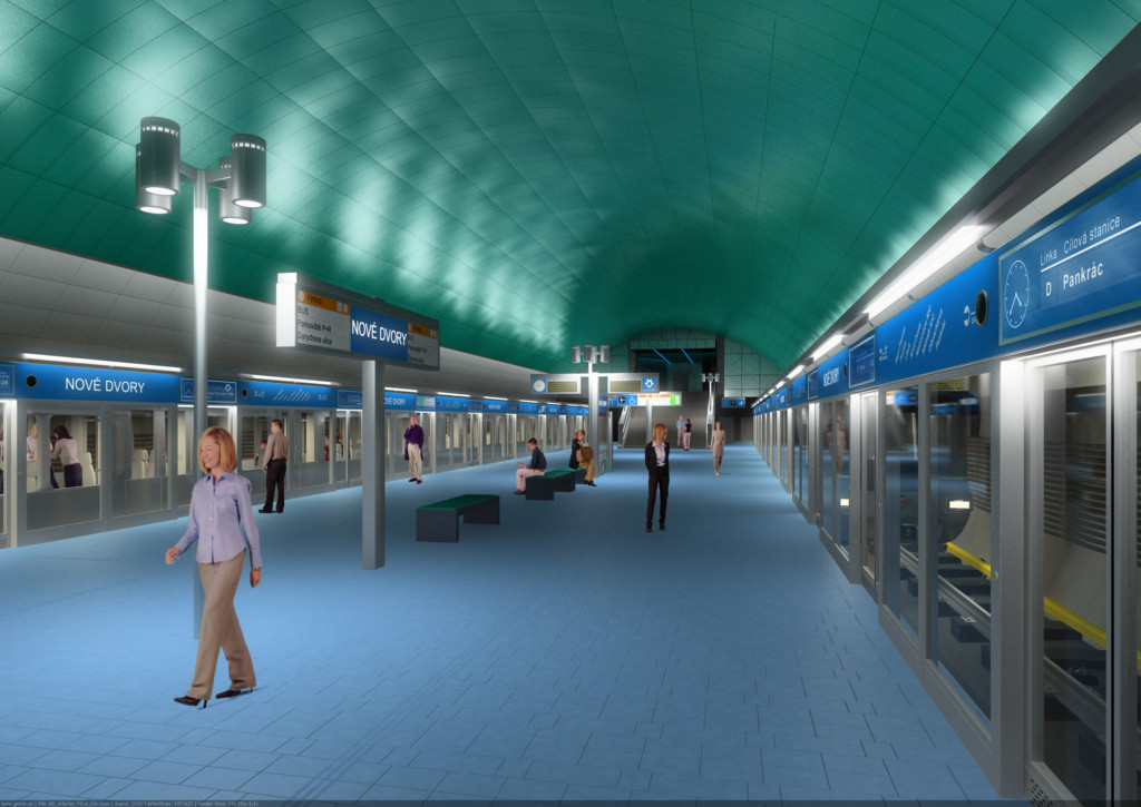 Návrh podoby stanice trasy D Nové Dvory – Vizualizace Metroprojekt
