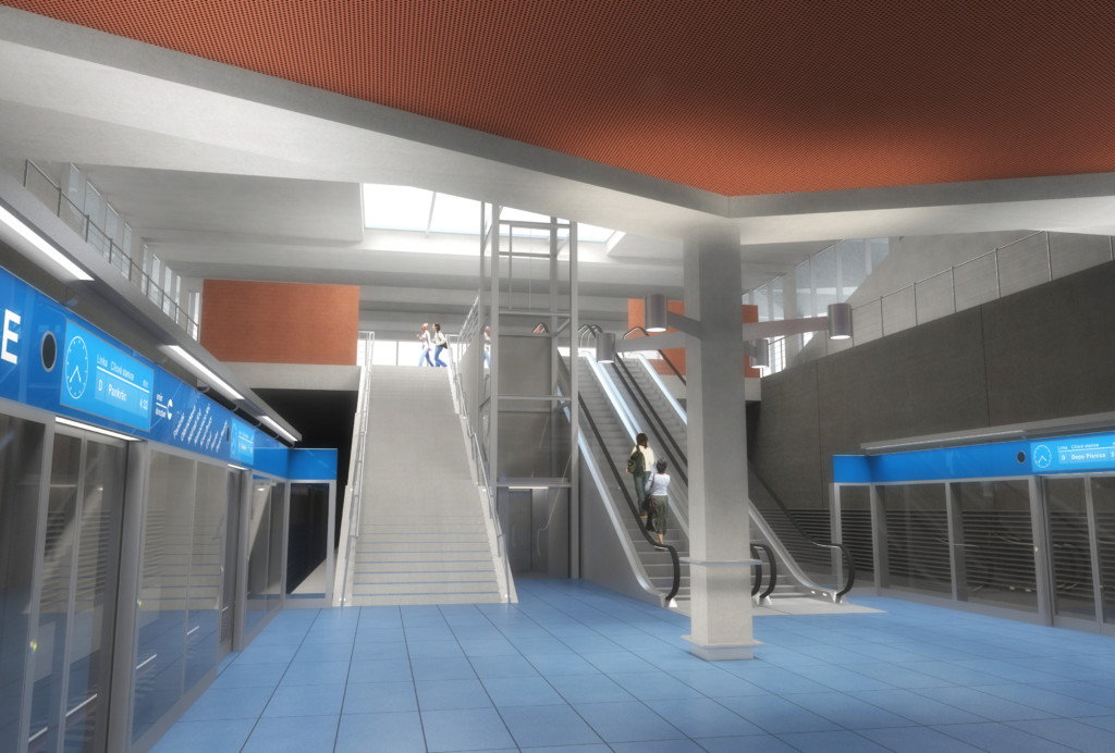Návrh podoby stanice trasy D Depo Písnice – Vizualizace Metroprojekt