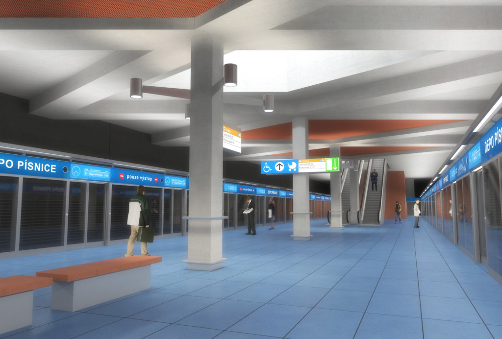 Návrh podoby stanice trasy D Depo Písnice – Vizualizace Metroprojekt