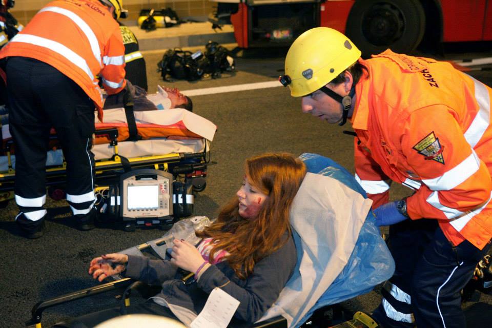 Simulace dopravní nehody v Blance - Foto: Metrostav