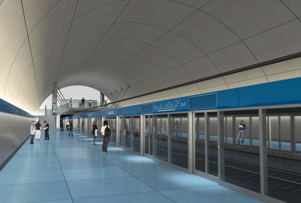 Návrh podoby stanice trasy D na Pankráci - Vizualizace Metroprojekt