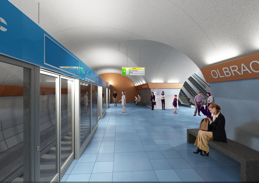 Návrh podoby stanice trasy D Olbrachtova - Vizualizace Metroprojekt
