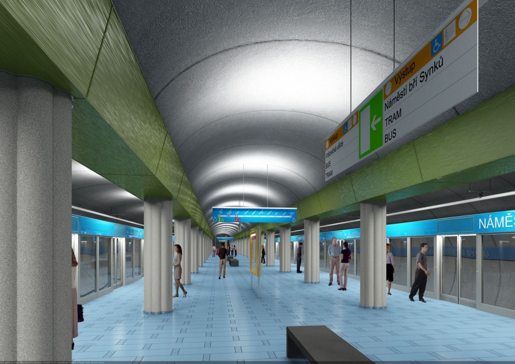 Návrh podoby stanice trasy D na Náměstí bratří Synků - Vizualizace Metroprojekt
