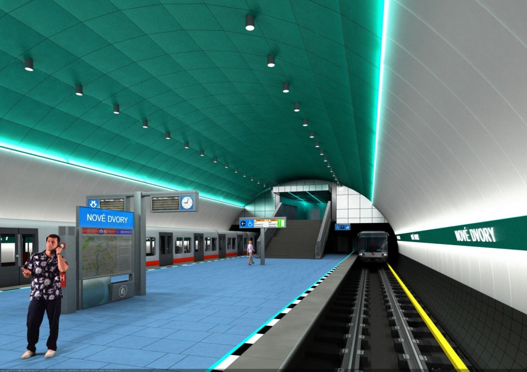 Návrh podoby stanice trasy D Nové Dvory - Vizualizace Metroprojekt