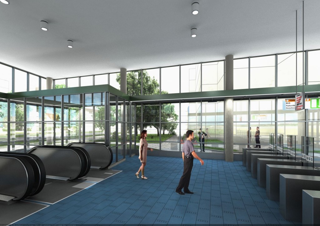 Návrh podoby stanice trasy D Nové Dvory (jižní vestibul) - Vizualizace Metroprojekt
