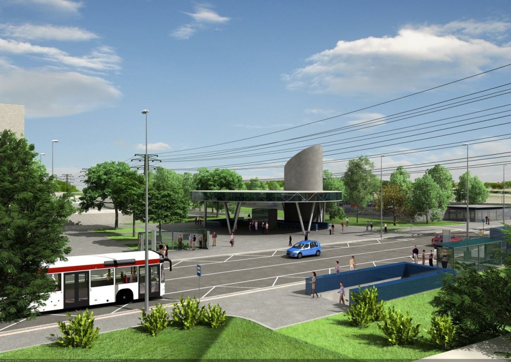 Návrh podoby stanice trasy D Písnice (exteriér) - Vizualizace Metroprojekt