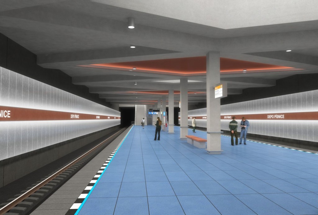 Návrh podoby stanice trasy D Depo Písnice - Vizualizace Metroprojekt
