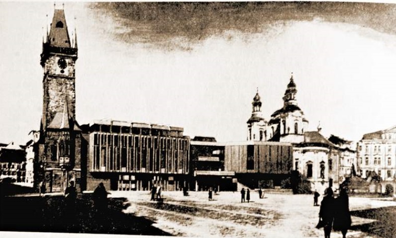 Beton a sklo - Takto si dostavbu radnice představovali architekti Šusta a Vrátník v roce 1969