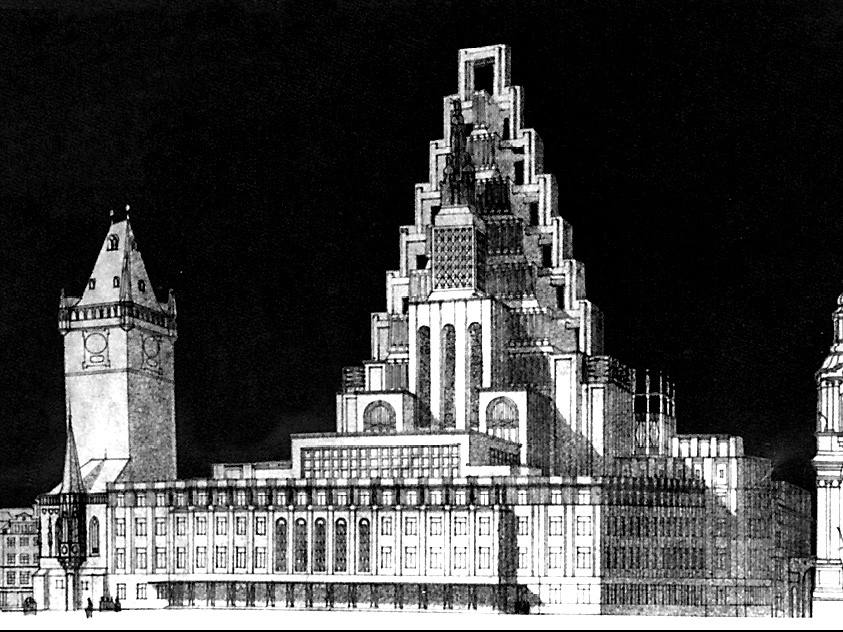 Návrh na dostavbu podle architekta Gočára z roku 1909