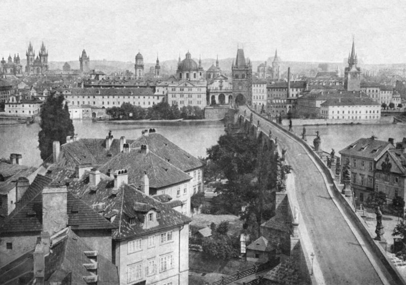 Na panoramatu z roku 1856 je Staré město. - Foto: Andreas Groll