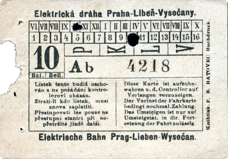 Desetihaléřová jízdenka z roku 1897. - Foto: Archiv DPP