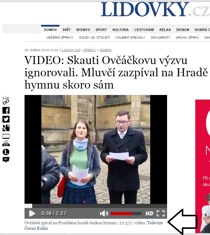 Lidovky.cz vysílají video Televize Černá Kukla - Repo: Facebook Televize Černá Kukla