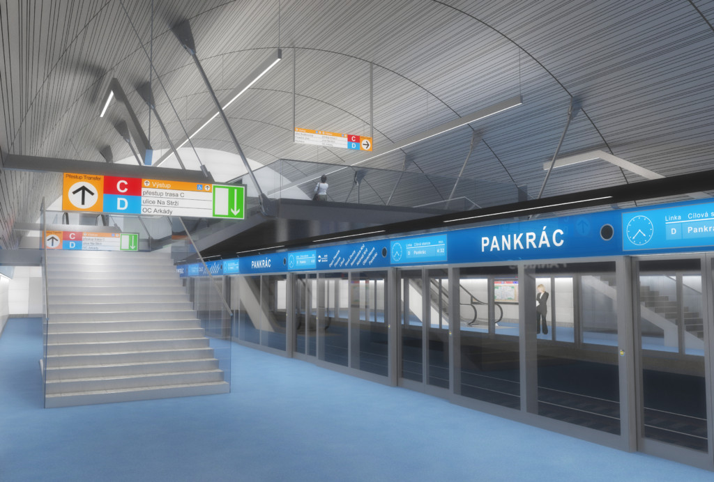 Návrh podoby stanice trasy D na Pankráci – Vizualizace Metroprojekt